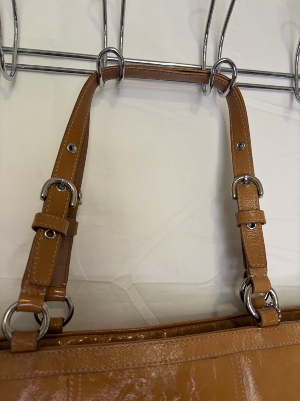 Coach Tan Leather Shoulder Bag with Front Pleats - Picture 5 of 12